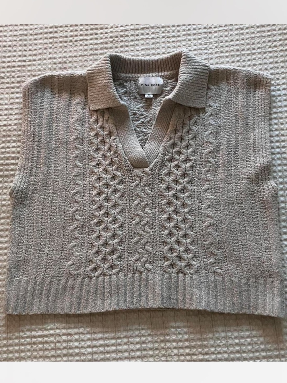 Tan Knit Preppy Vest - Picture 1 of 3